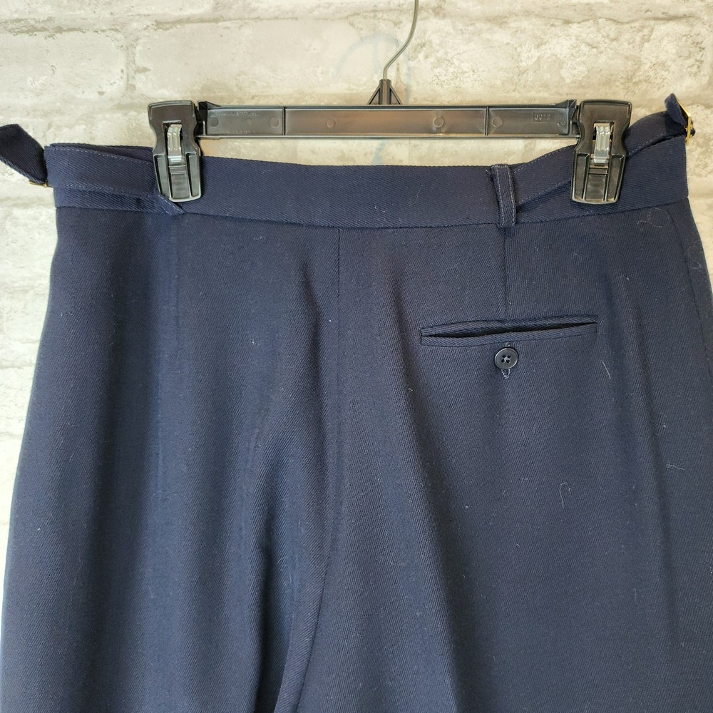 Lauren Ralph Lauren Dress Pants Navy Blue Worsted Wool Wide‎ Leg Cuffed Size 12 - Picture 6 of 9